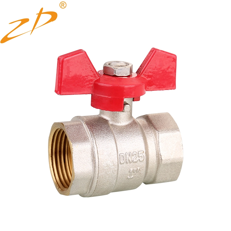 1/2&quot;-1&quot; DN10 F/M OEM Gas/Water Control Shut off Nickel Plating Brass Ball Valve with Butterfly Handle